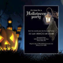 Simple Black Gold Spooky Lantern Halloween Party
