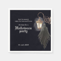 Simple Black Gold Spooky Lantern Halloween Party
