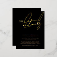 Simple Black Gold Typography Wedding Details Gold