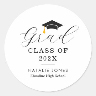 simple black graduation classic round sticker