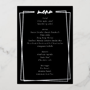 Simple Black Graduation Menu Foil Invitation