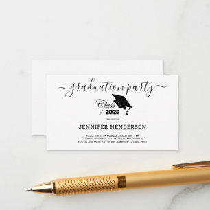 Simple Black Graduation Party Class Of 2025 Enclosure Card