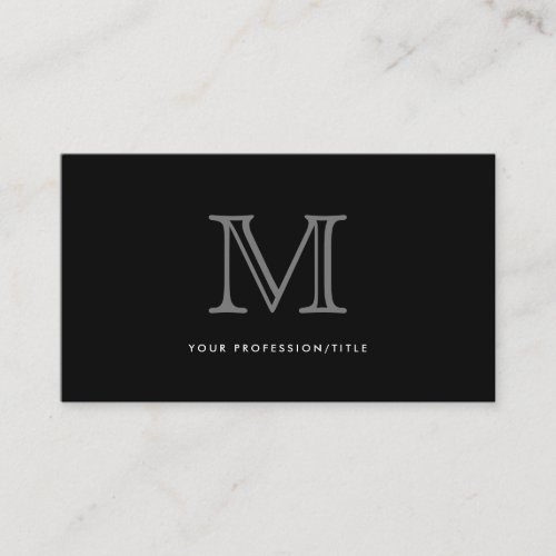 Simple Black Gray Modern Typography Monogram Business Card