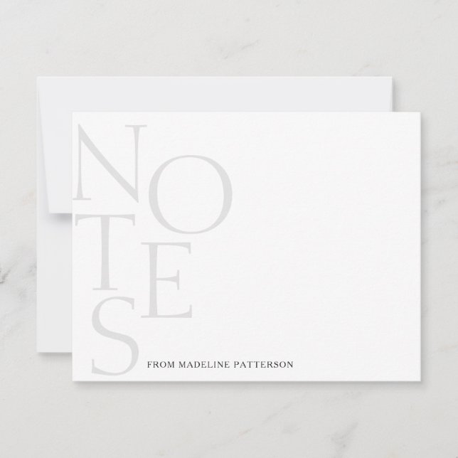 Simple Black Gray | Notes From Note Card (Front)