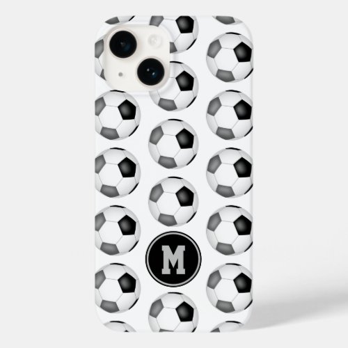 simple black gray soccer balls monogrammed Case_Mate iPhone 14 case