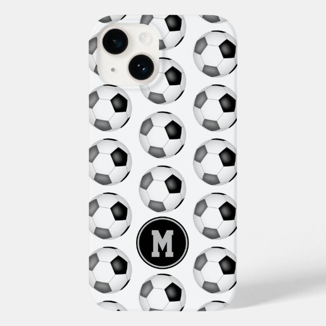 simple black gray soccer balls monogrammed Case-Mate iPhone case (Back)
