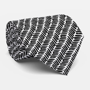 Simple Black Gray White Abstract Zigzag Stripes Neck Tie