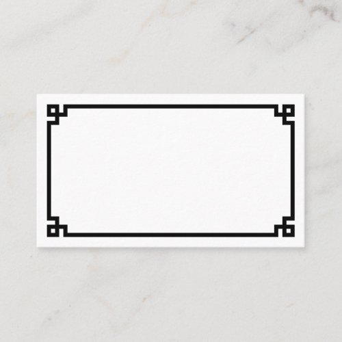 Simple Black Greek Key Border Wedding Place Card