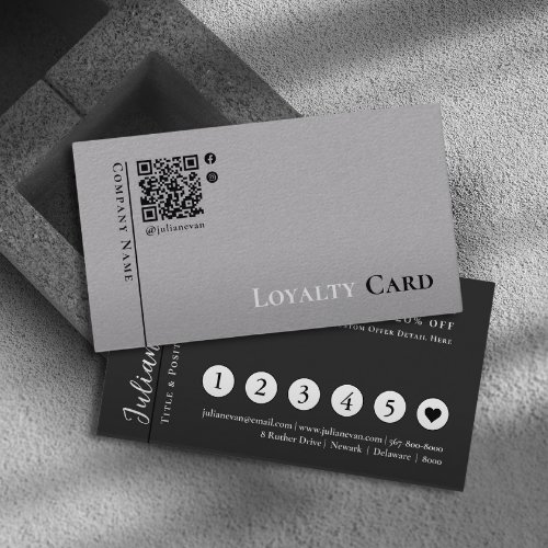 Simple black Grey Minimalistic Loyalty Card