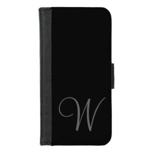 Simple Black Grey Monogram Custom Initial iPhone 8/7 Wallet Case