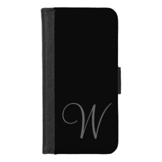 Simple Black Grey Monogram Custom Initial iPhone 8/7 Wallet Case