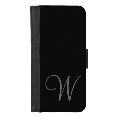 Simple Black Grey Monogram Custom Initial iPhone 87 Wallet Case