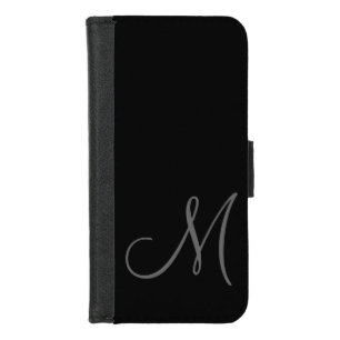 Simple Black Grey Monogram Custom Initial iPhone 8/7 Wallet Case