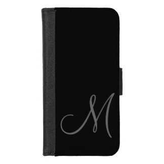 Simple Black Grey Monogram Custom Initial iPhone 8/7 Wallet Case