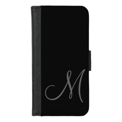 Simple Black Grey Monogram Custom Initial iPhone 87 Wallet Case