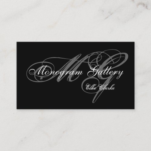 Simple Black Grey Monogram Wedding Business Business Cards
