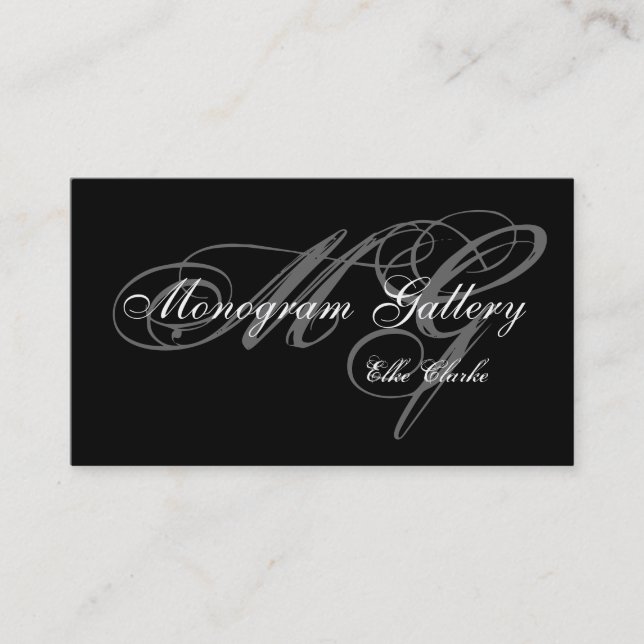 Simple Black Grey Monogram Wedding Business Business Card (Front)