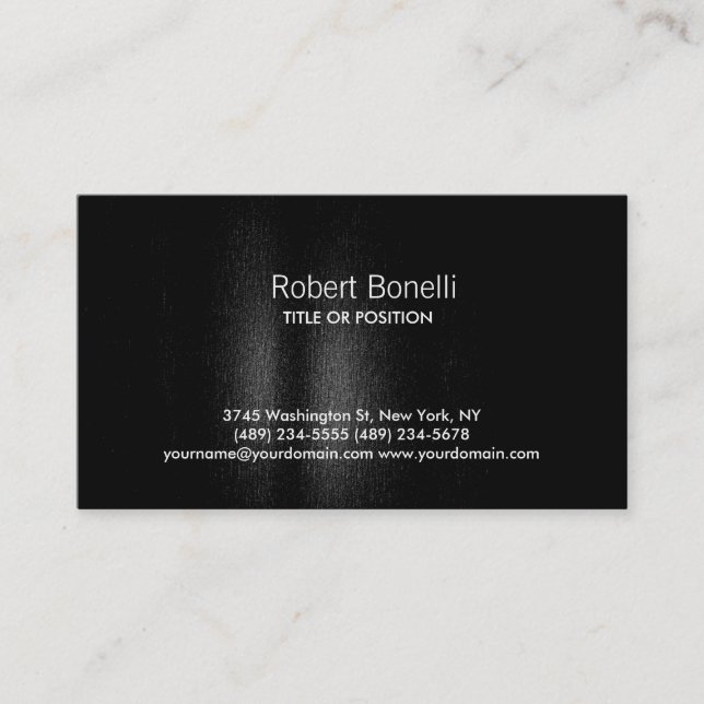 Simple Black Grey Plain Business Card (Front)