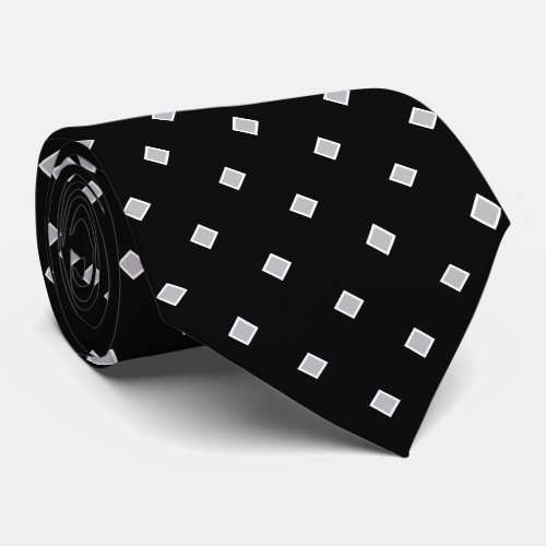 Simple Black Grey White Diamond Polka Dot Pattern Neck Tie