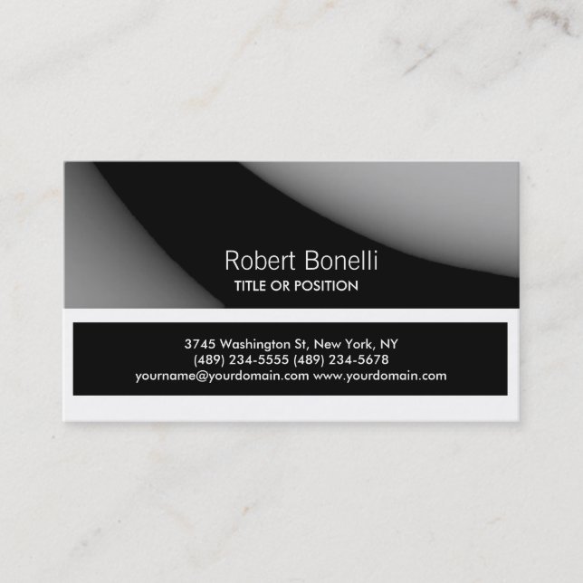 Simple Black Grey White Plain Business Card (Front)