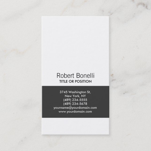 Simple Black Grey White Plain Modern Business Card (Front)