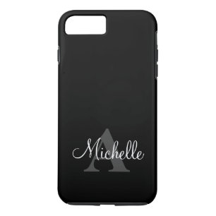 Simple Black Grey Your Monogram Personalized iPhone 8 Plus/7 Plus Case