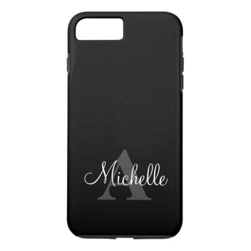 Simple Black Grey Your Monogram Personalized iPhone 8 Plus7 Plus Case