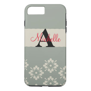 Simple Black Grey Your Monogram Personalized iPhone 8 Plus/7 Plus Case