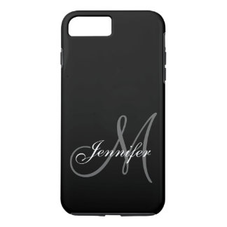 SIMPLE, BLACK, GREY YOUR MONOGRAM YOUR NAME iPhone 8 PLUS/7 PLUS CASE
