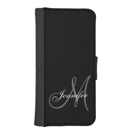 Simple, Black, Grey Your Monogram Your Name Iphone Se/5/5s Wallet