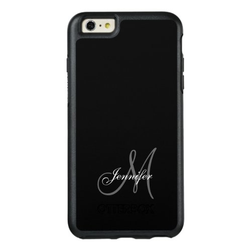SIMPLE BLACK GREY YOUR MONOGRAM YOUR NAME OtterBox iPhone 66S PLUS CASE