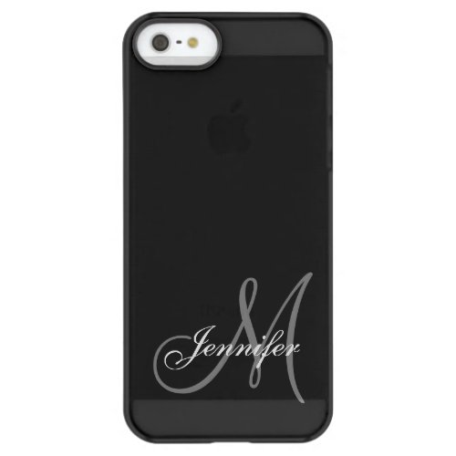 SIMPLE BLACK GREY YOUR MONOGRAM YOUR NAME PERMAFROST iPhone SE55s CASE