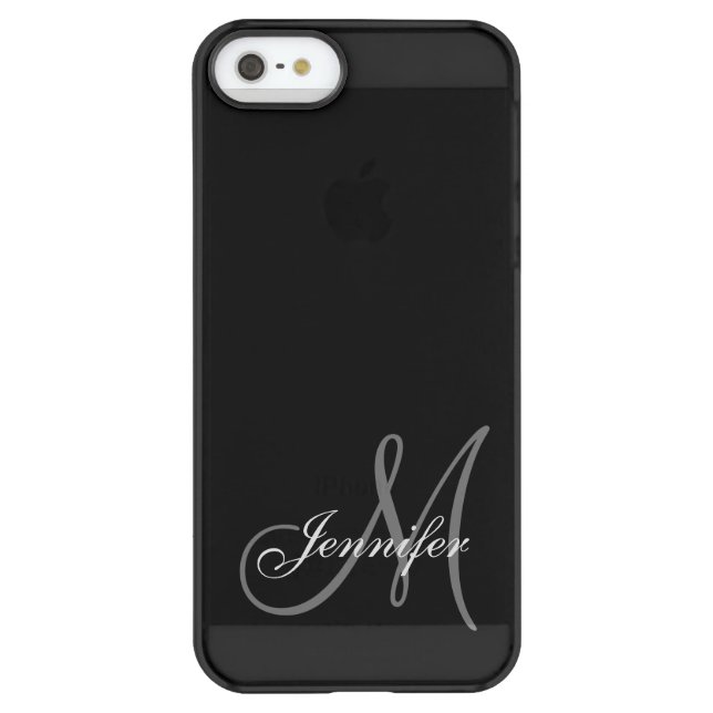 SIMPLE, BLACK, GREY YOUR MONOGRAM YOUR NAME UNCOMMON iPhone CASE (Back)