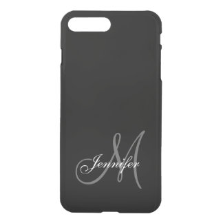 SIMPLE, BLACK, GREY YOUR MONOGRAM YOUR NAME iPhone 8 PLUS/7 PLUS CASE