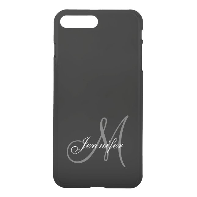 SIMPLE, BLACK, GREY YOUR MONOGRAM YOUR NAME UNCOMMON iPhone CASE (Back)
