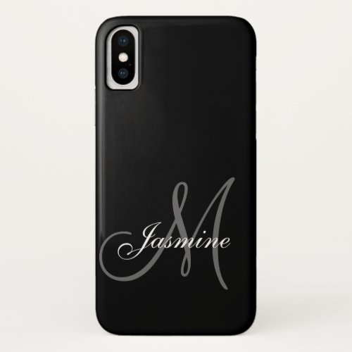 Simple Black Grey Your Name Your Monogram iPhone X Case