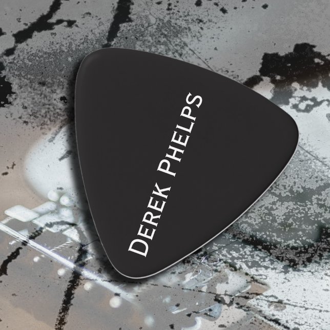 Simple Black Guitar Pick with printed name (Creator Uploaded)