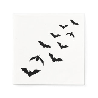 Simple Black Halloween Bats Silhouette Design Napkins