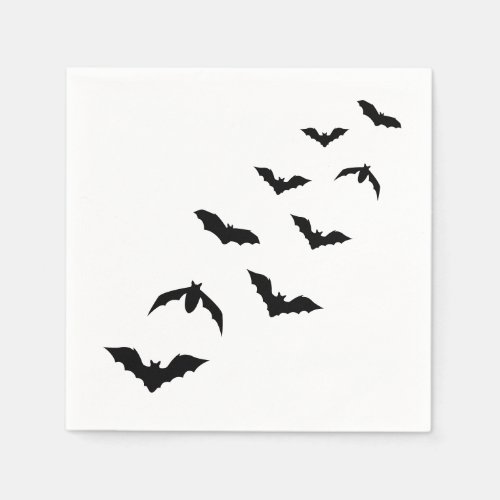 Simple Black Halloween Bats Silhouette Design Napkins