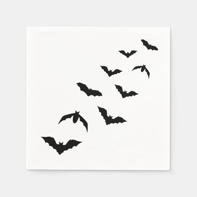 Simple Black Halloween Bats Silhouette Design Napkins (Front)