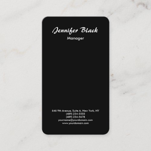 Simple Black Handwriting Script Minimalist Modern Business Card