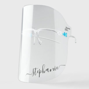 Simple Black Handwritten Calligraphy Signature Face Shield
