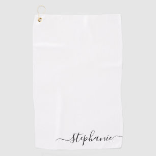 Simple Black Handwritten Calligraphy Signature Golf Towel