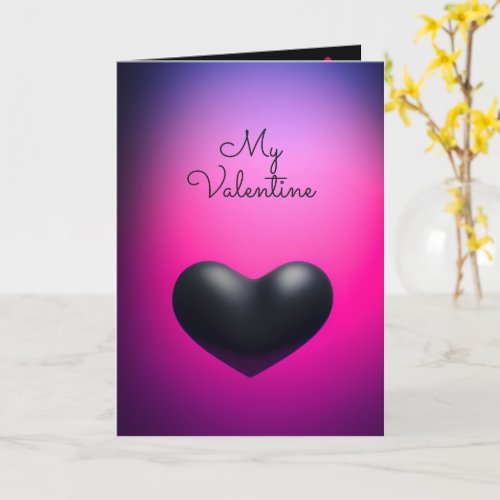 Simple Black Heart Elegant Photo Valentine Card
