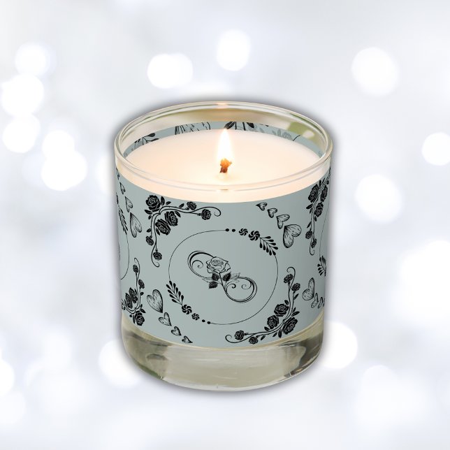 Simple Black Hearts, Floral, Infinity on Gray | Scented Candle (Creator Uploaded)