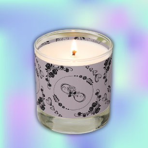 Simple Black Hearts, Floral, Infinity on Mauve Scented Candle