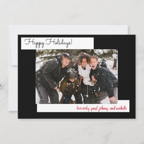 Simple Black Holiday 5 Photo Collage Card