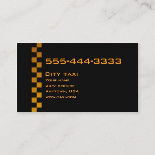 Simple Black In Gold Letters Taxi Service Card Business Card