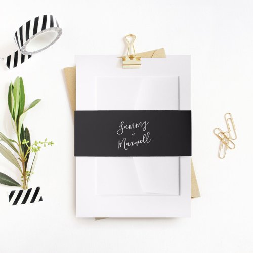Simple Black Invitation Belly Band