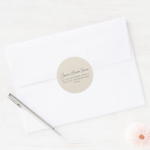 Simple Black Ivory Bridal Shower Return Address Classic Round Sticker